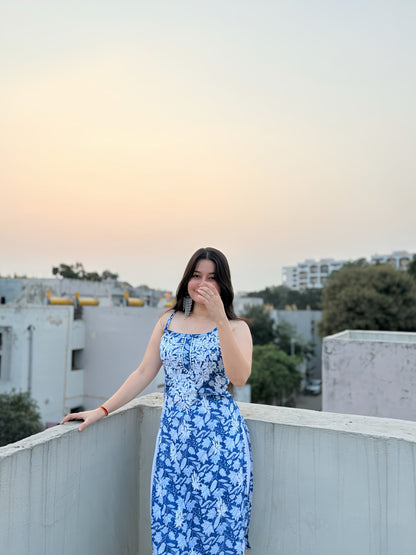 Zainab Chikankari Mulmul Strappy Long Kurti
