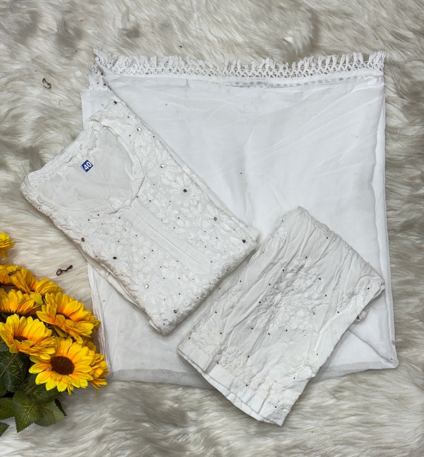 Noor Chikankari Rayon Mukaish 3pc Suit Set ✨