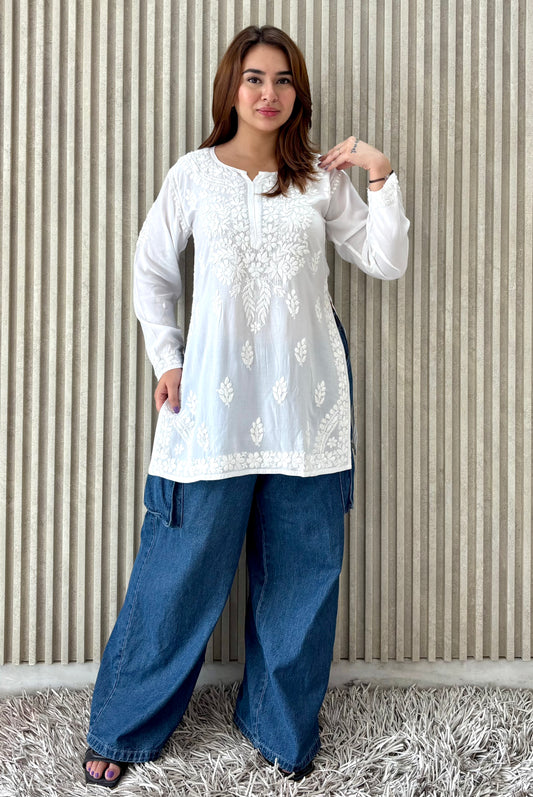 Adya Chikankari Premium Modal Short Kurti