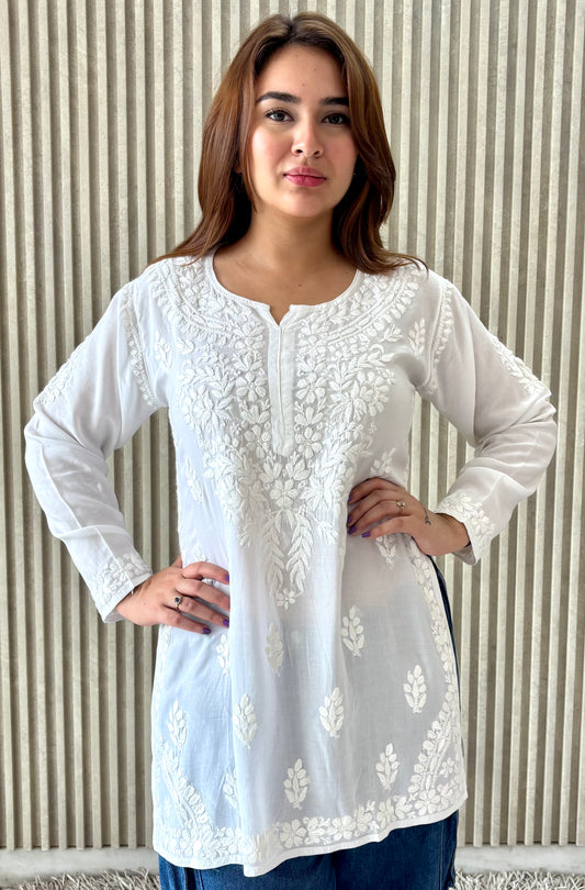 Adya Chikankari Premium Modal Short Kurti