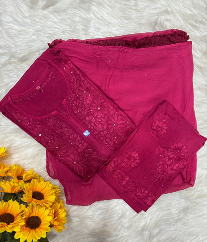 Noor Chikankari Rayon Mukaish 3pc Suit Set ✨