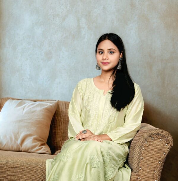 Chanderi Cotton Chikankari Kurti Set