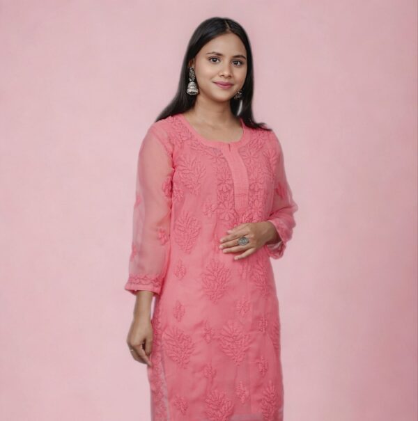 Rosy Bloom Georgette Kurti