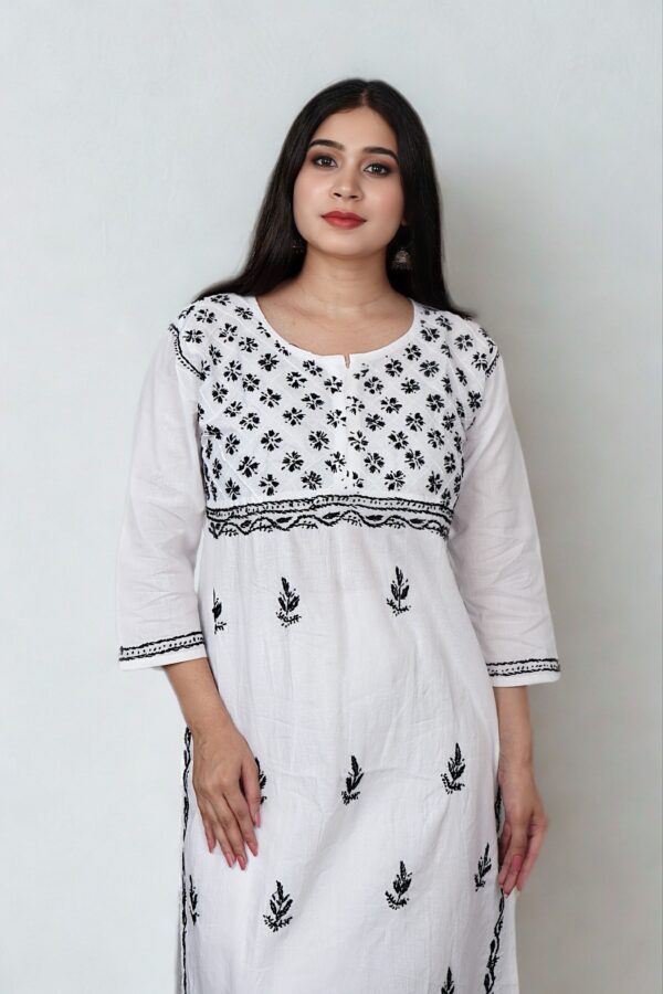 White Cotton Chikankari Kurti - Image 5