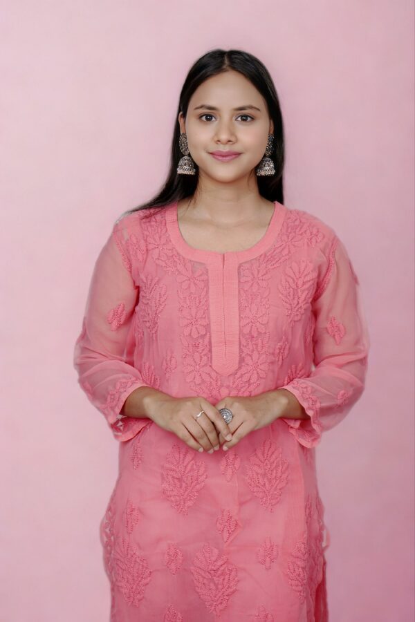 Rosy Bloom Georgette Kurti - Image 2