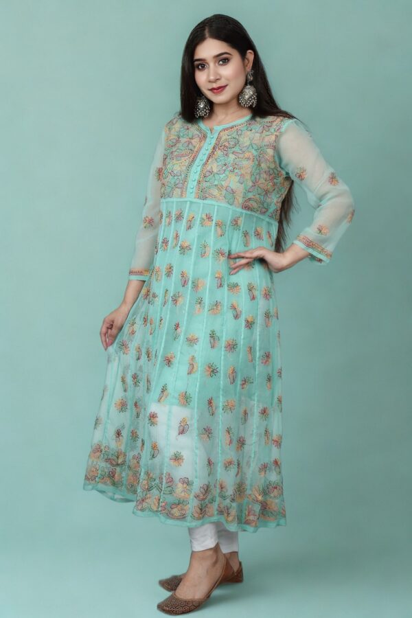 Resham Chikankari Anarkali Kurti - Image 5