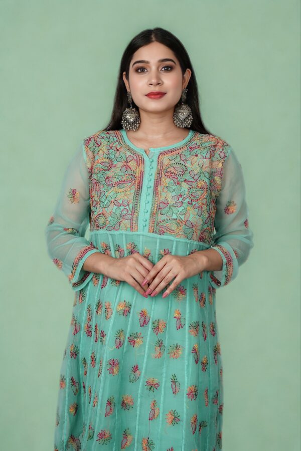 Resham Chikankari Anarkali Kurti - Image 4