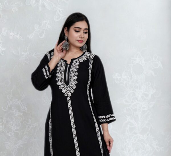 Black Rayon Chikankari Kurti