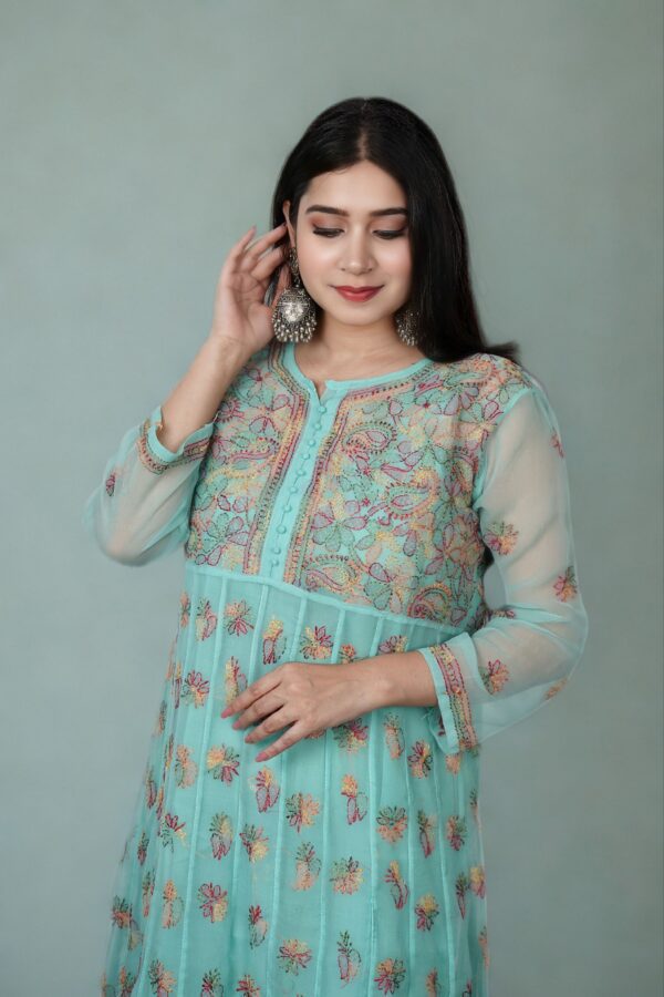 Resham Chikankari Anarkali Kurti - Image 3