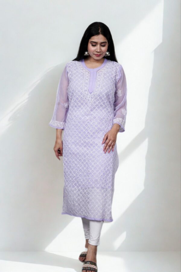 Chaupatta Jaal Chikankari Kurti - Image 5