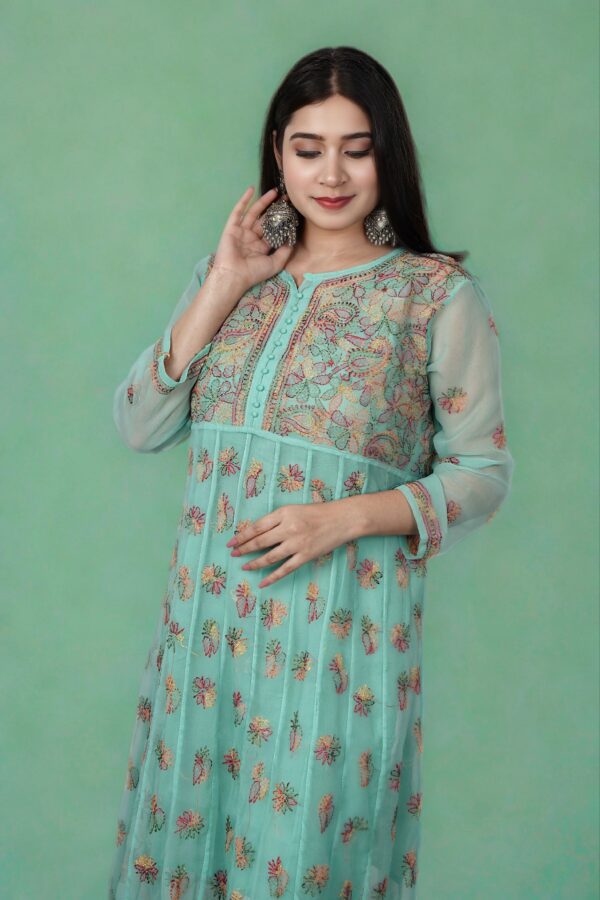 Resham Chikankari Anarkali Kurti - Image 2