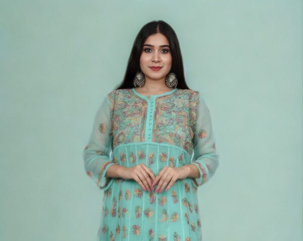 Resham Chikankari Anarkali Kurti