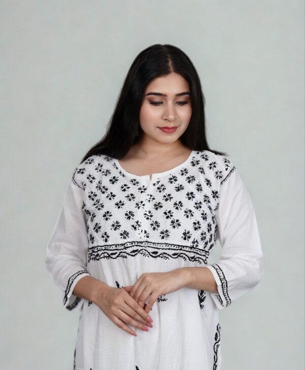 White Cotton Chikankari Kurti