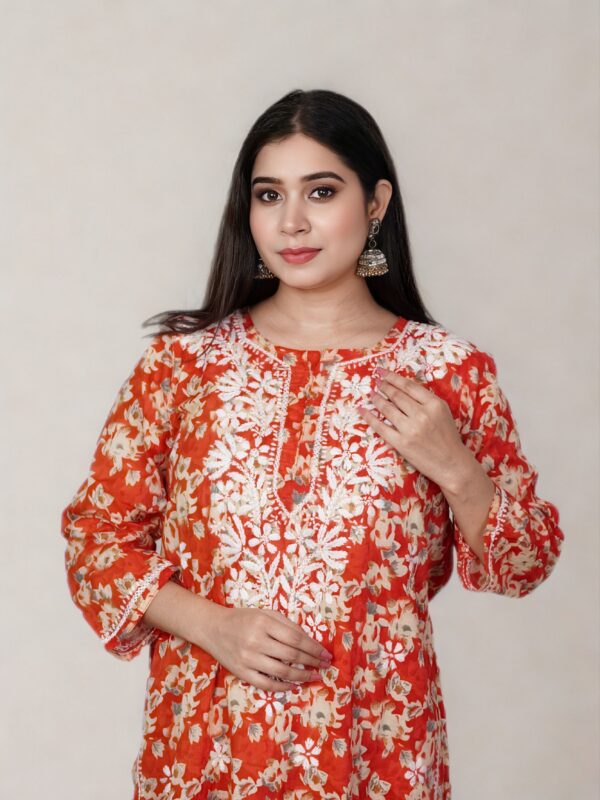 Mulmul Chikankari Kurti Set - Image 5