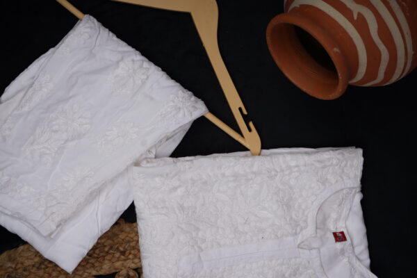 White Rayon Kurti Set - Image 2