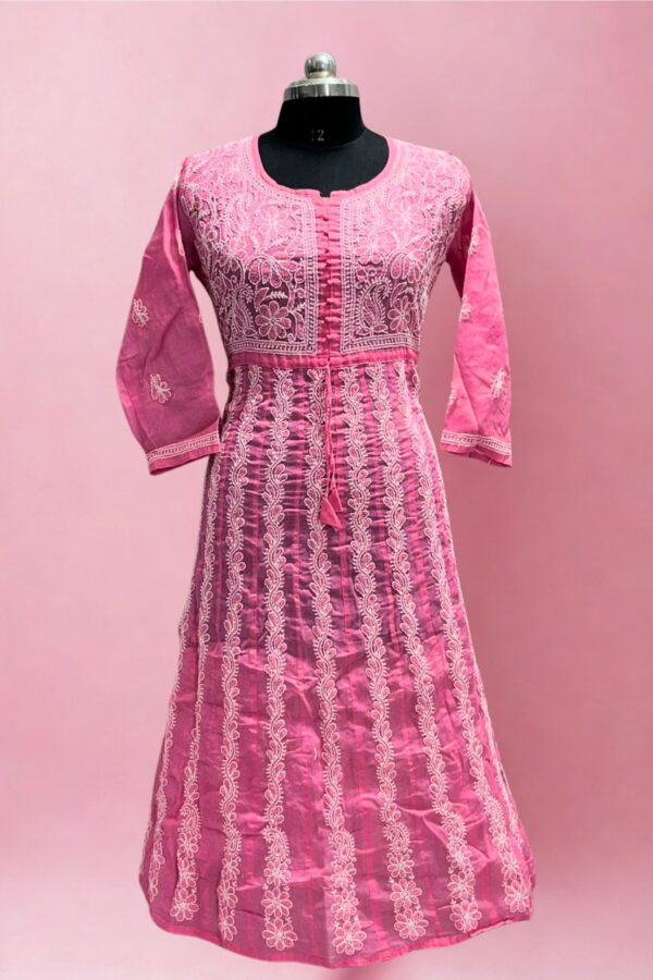 Pink frock Chikankari