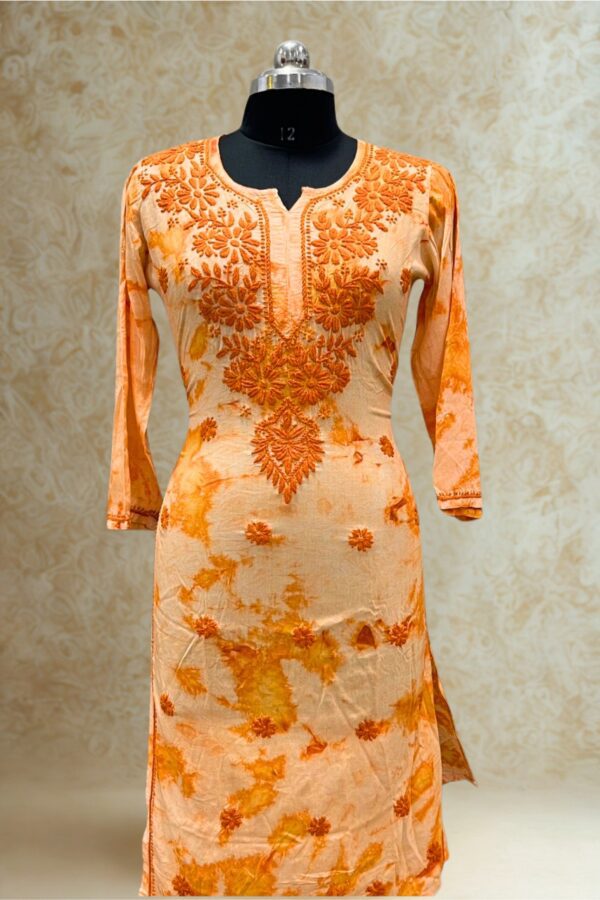 Orange Chikankari Kurti