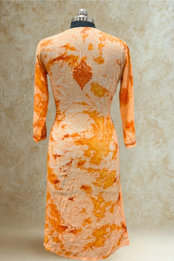 Back of Orange Chikankari Kurti