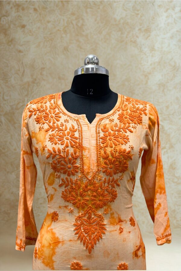 Orange Color Chikankari Kurti