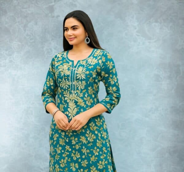Green Chikankari Kurti